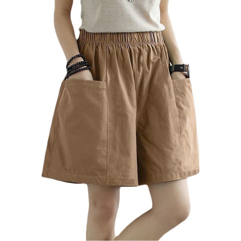 Korean style large 2023 Summer new shorts women's fashionable simple pocket plus size women's straight shorts