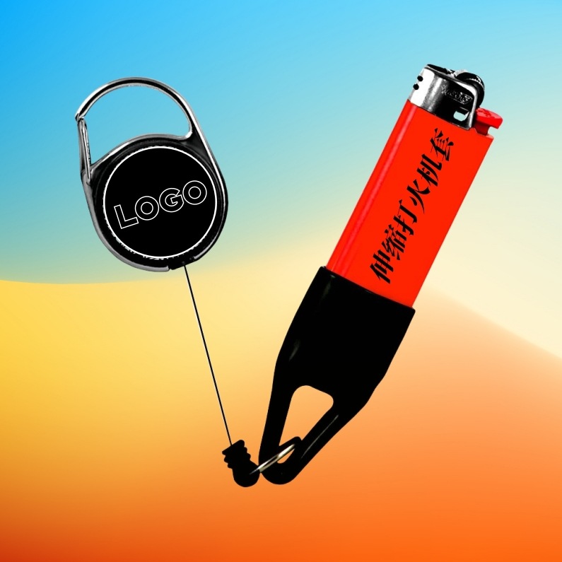 Picture of Source Factory Glue Logo Retractable Anti-Lost Lighter Holder Keychain Smoking Accessories Gift Cross-Border Exclusive Supply