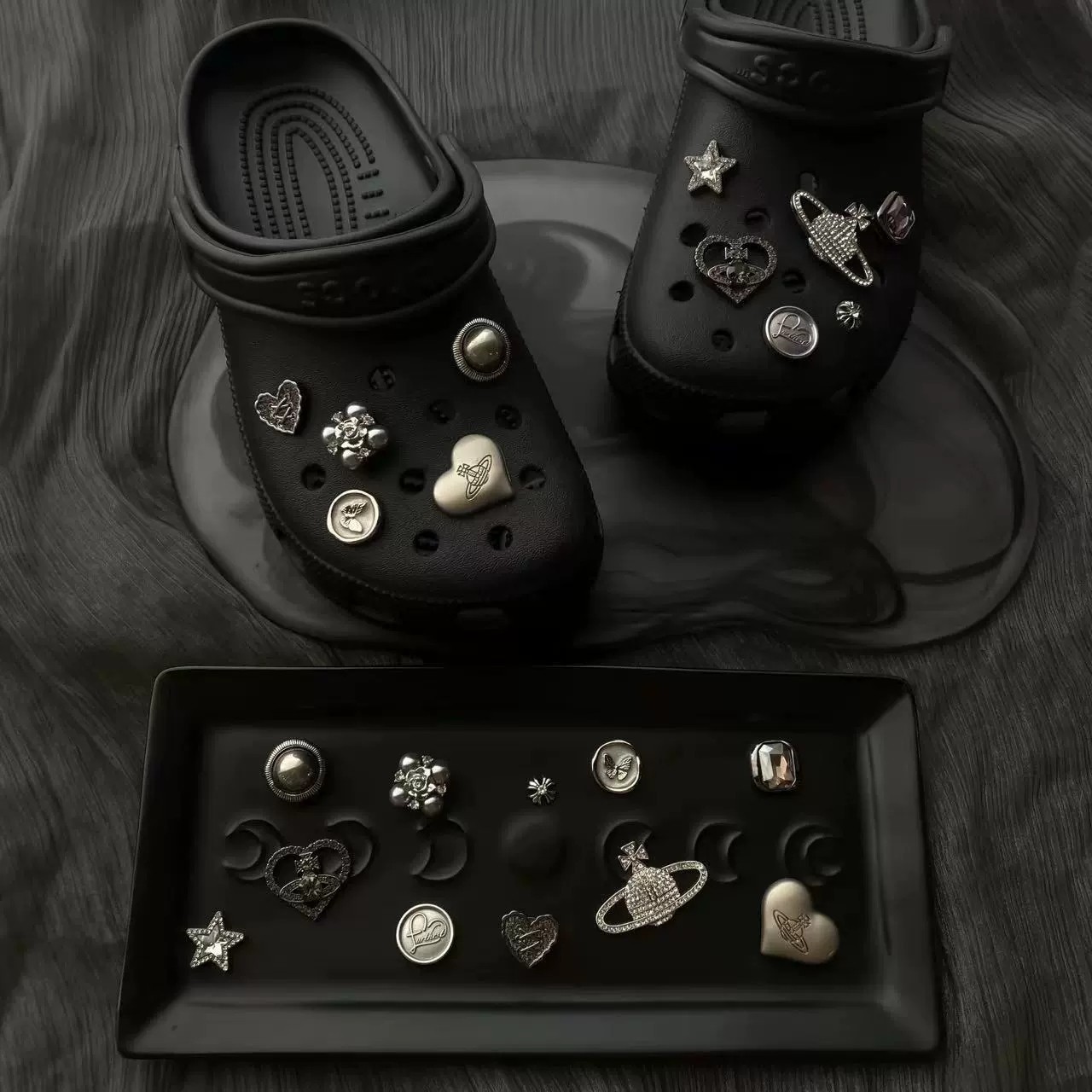 Hole shoes accessories fit shoes flower high sense buckle silver shoes alloy decorative buckle women detachable wholesale