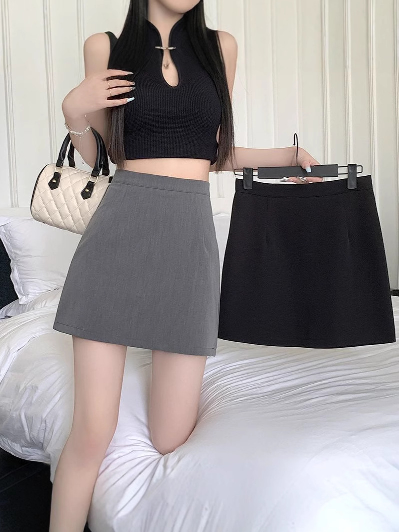 Black High-Waisted Suit Short Skirt for Women 2025 New Spring and Summer High-Waisted Slimming Look Hip Skirt Petite A-Line Skirt
