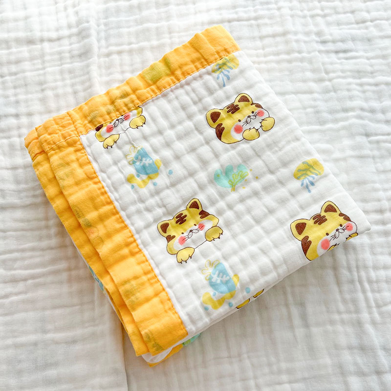 Picture of 6 layers of cotton gauze newborn wrapping towel bath towel wholesale printed wide side kindergarten children's blanket soft bath towel