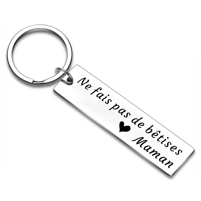 Picture of Customized German Russian Spanish Stainless Steel Keychain Commemorative Blessing Colleagues Keychain Can be customized with graphics and text