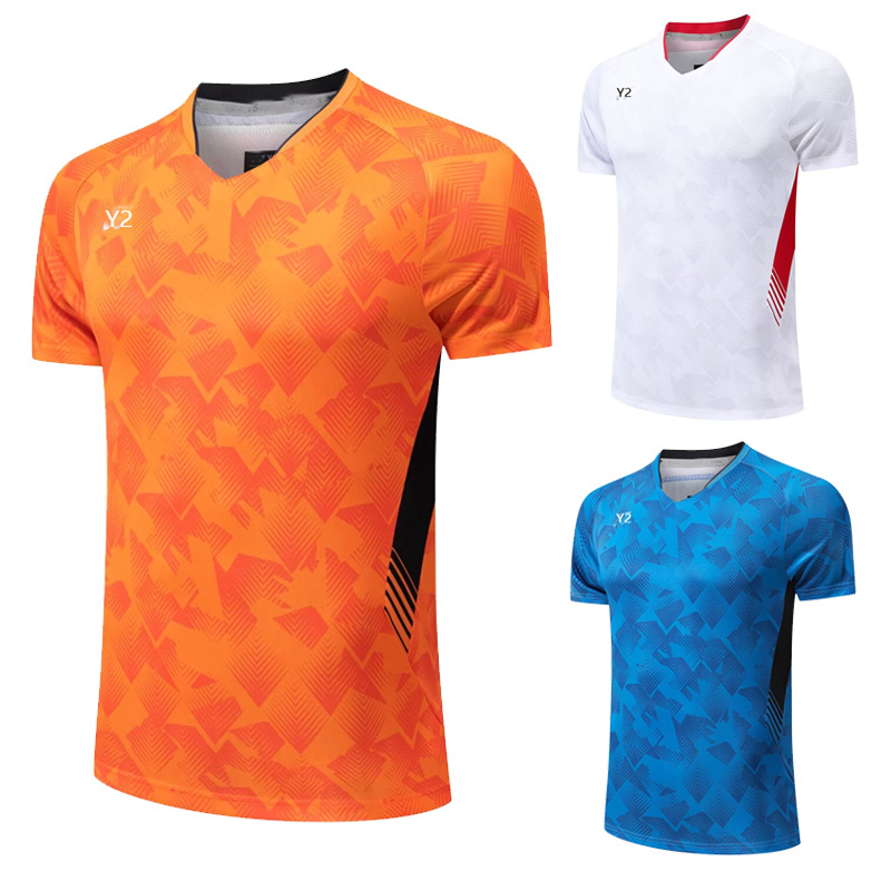 New Badminton Clothing for Men and Women, Sports Short-Sleeved Summer Breathable Clothing, Student and Kidsren's Training Clothing, Competition Clothing, Quick-Drying 735
