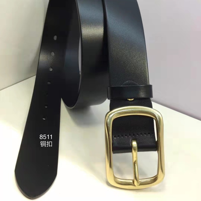 Guangzhou Lamb Bark Head Layer Cowhide Belt Men's Casual 8511#4.0 Wide Copper Pin Buckle Cowhide Belt Wholesale