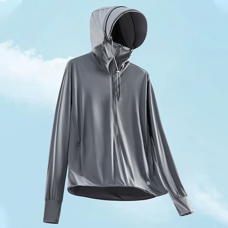 Upf50+ Ice Silk Sun Protection Clothing with Detachable Large Brim, Uv Protection Sun Protection Clothing, Outdoor Skin Clothing for Outdoor Sports