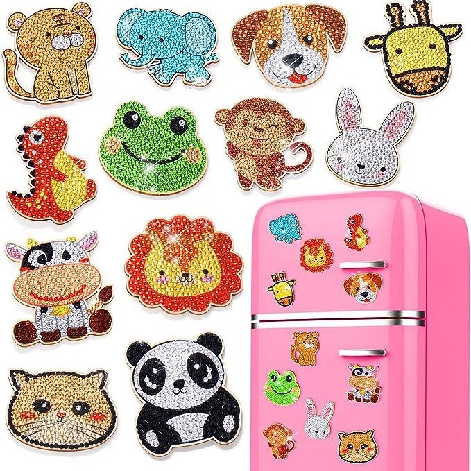12 PCs cute animal fridge magnet Diamond painting kit diamond kit suitable for crafts home decoration
