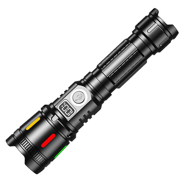 Picture of New strong flashlight super bright long-shot flashlight three-speed adjustment charged display multi-functional outdoor portable flashlight