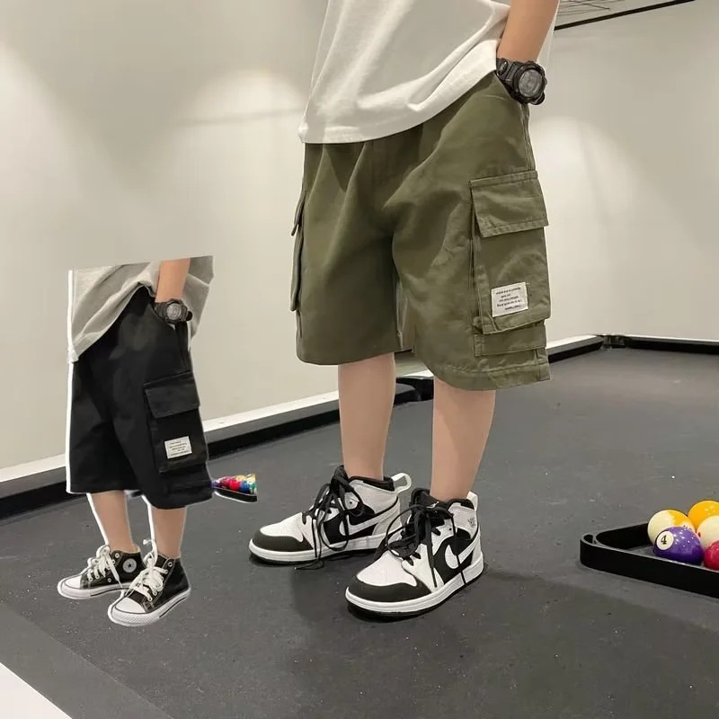 Boys' 2023 Japanese-style Boys' Street-fried Pants Outer Wear Children's Work Shorts All-match Western-style Casual Pants Summer Wear