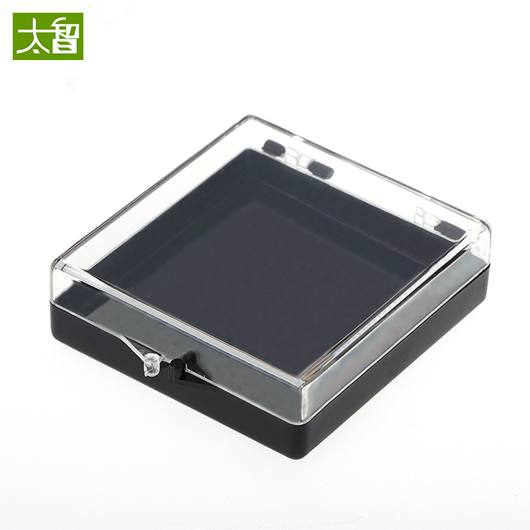Wholesale badge box high transparent plastic box full transparent flip PS display box lens packaging box square box S09