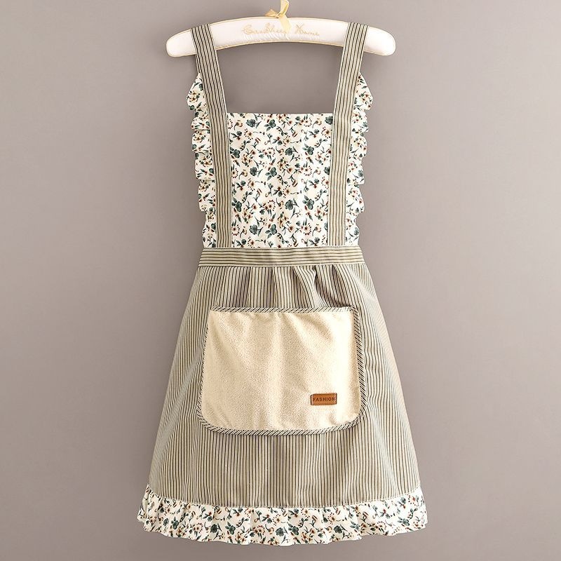 Picture of Canvas Household New Arrival Hand-wiping Apron Kitchen Strap Anti-fouling Breathable Female Princess Skirt Cooking Waist Work Clothes
