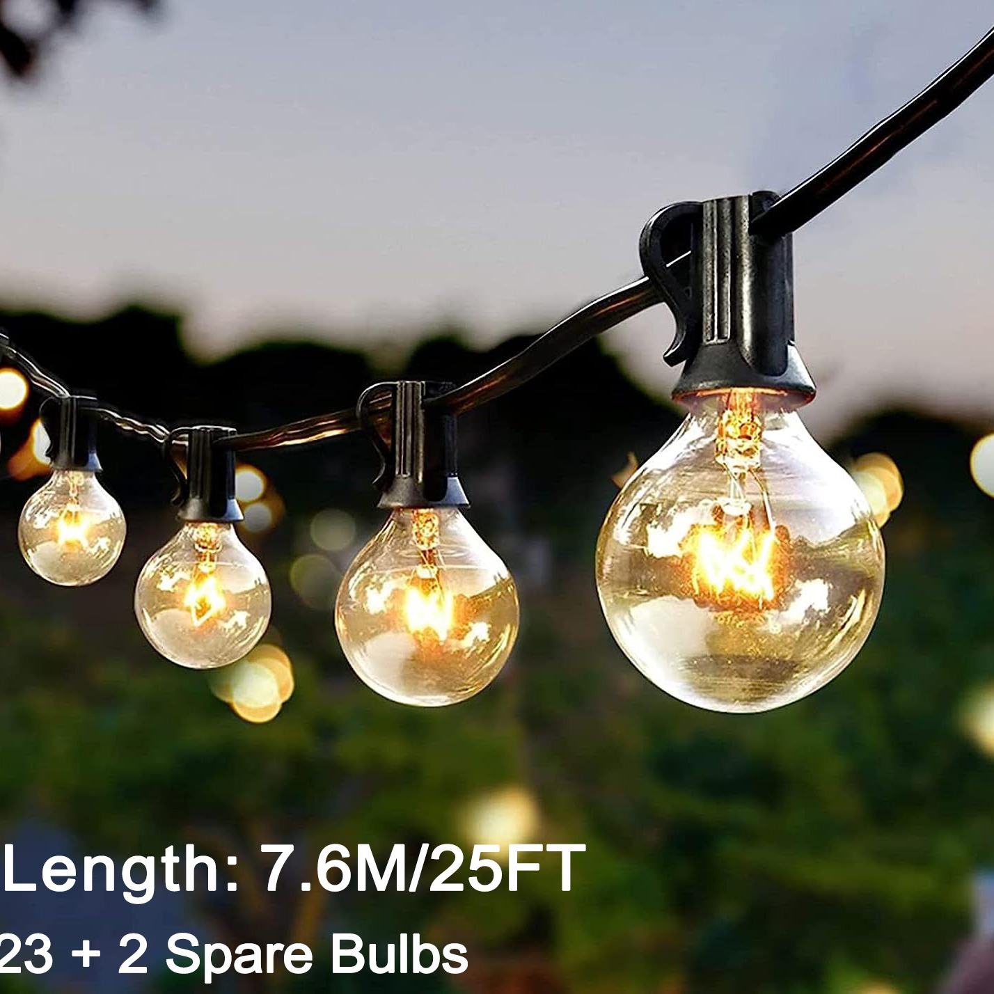 Cross-Border G40 Tungsten Filament String Lights, Plug-In Tungsten Filament Outdoor Waterproof Bulbs 110V-220V Christmas Lights Atmosphere Lights