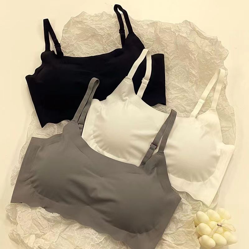 Traceless Ice Silk Underwear Sports Sling Beautiful Back Bra One-piece Strapless Women's Bra without Steel Ring