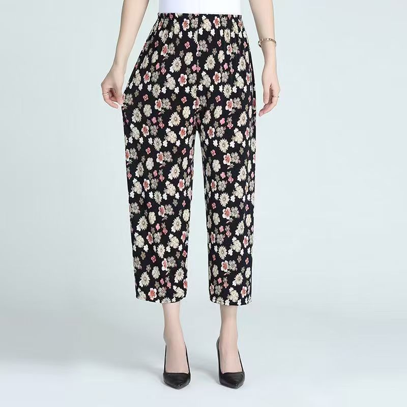 Picture of Cross-border Fashion Ink Butterfly National Style Casual Pants Women's New Chinese Style Loose Wide Leg Loose Summer New Ankle-length Pants
