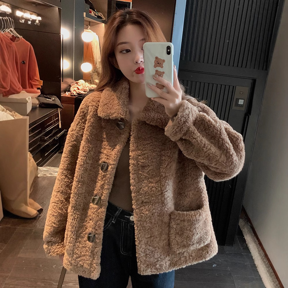 Picture of Lamb Wool Sweatshirt Jacket for Women, Autumn and Winter 2025 New Style, Loose Short Korean Version, Versatile Student Cardigan Top, Trendy