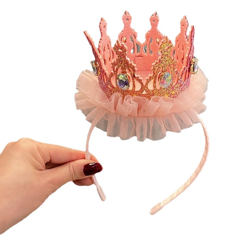 Crown Headwear Children's Birthday Performance Hair Accessories Baby Hair Band Hair Clamp Girls' Quality Shaped Yarn Photo Trendy Children's Headband