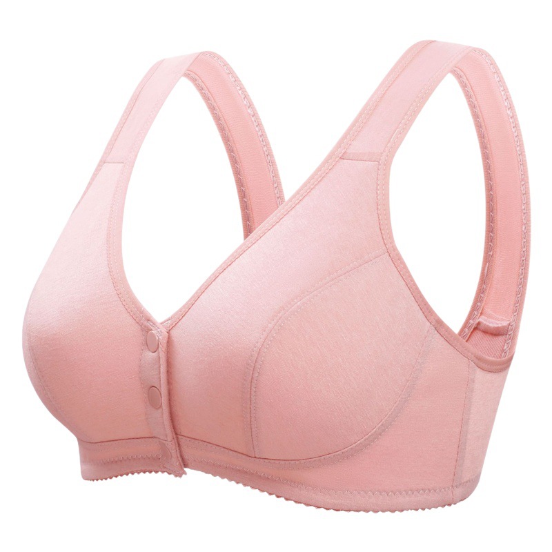 Picture of Middle-aged and elderly mother's underwear women's front buckle thin upper support Cotton non-steel ring gathered breathable vest bra