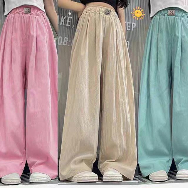 Girls' Summer Pants Children's Stylish Thin High-Waisted Summer Slimming Loose Mosquito-Proof Straight-Leg Cool Yamamoto Pants
