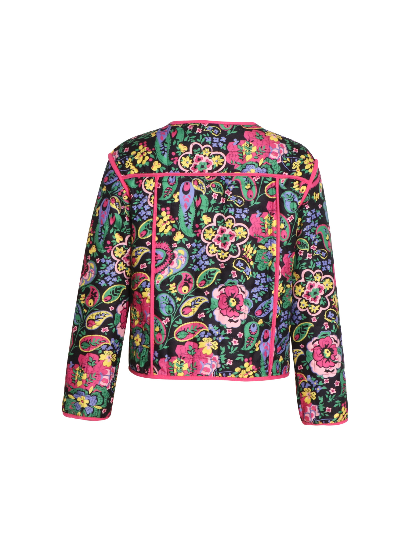 Picture of European and American Cross-border 2024 Autumn and Winter New European and American Style Purple Lace Floral Printed Cardigan Cotton Jacket