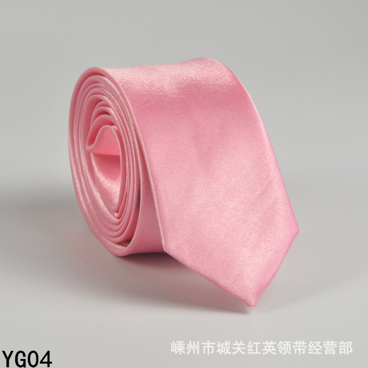 Picture of Solid color tie men's casual 5cm Korean style artificial silk narrow tie for workplace wedding business administrative wholesale