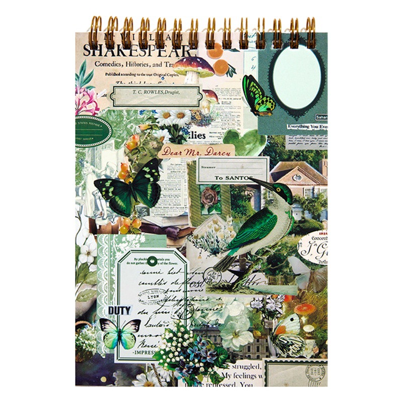 Yanji European-Style Sticker Book, Retro Life Record Series, 50 Pieces of Retro Plant Decorative Stickers, 4 Options