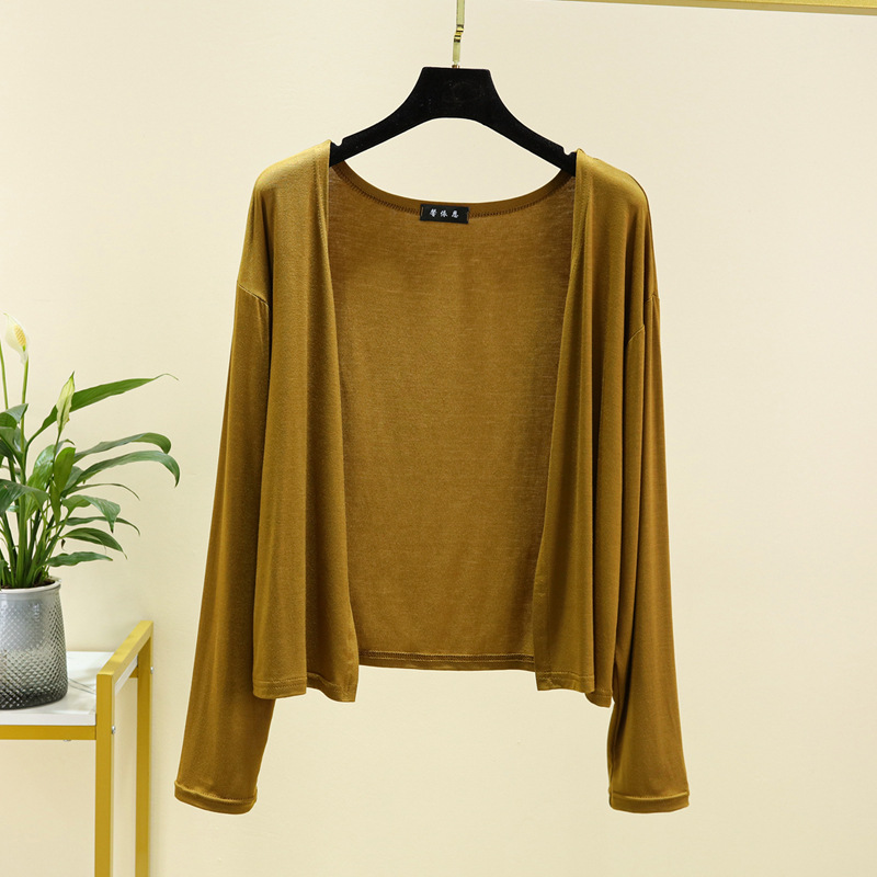 Picture of Modal sunscreen cardigan women's summer thin long-sleeved outerwear knitwear jacket loose casual waistcoat Spring