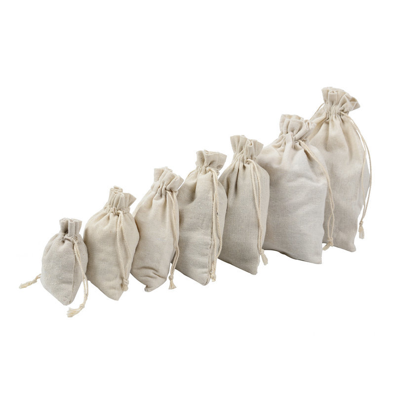 Picture of Spot Cotton Drawstring Flap Pocket Pants Wholesale Storage Bag Travel Cloth Bag Cotton Linen Bag Bracelet Jewelry Packaging Cotton Bag