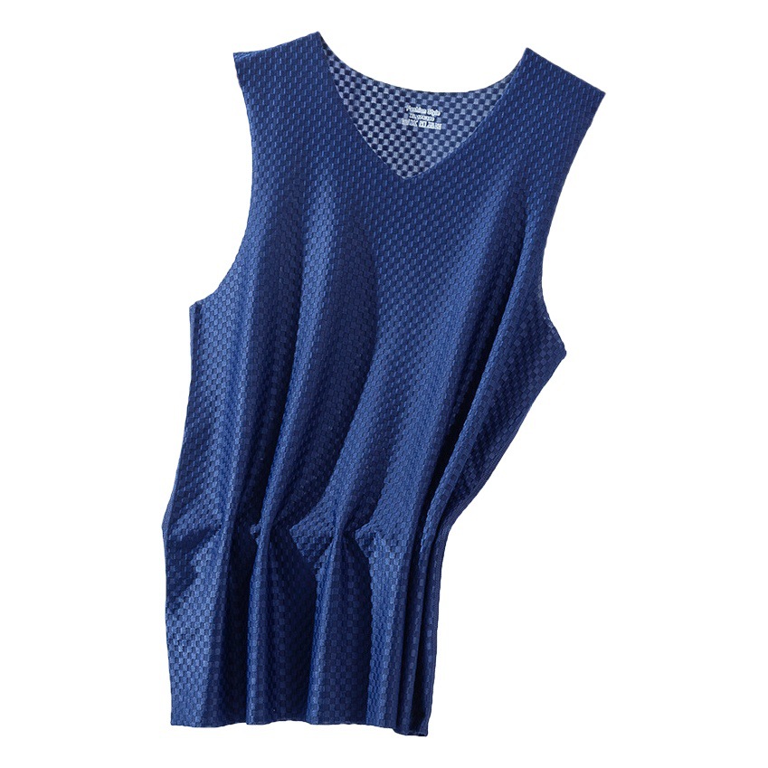 New Ice Silk Quick-drying Vest Men's Summer Outer Wear Traceless Thin Slim-fit Mesh Sports Wide Shoulder Sleeveless T-shirt Trendy