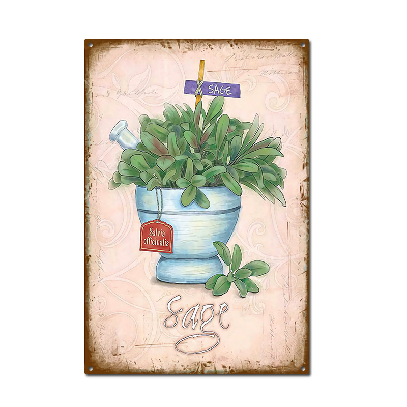 Picture of Cross-border American Country Retro Flower Figure Tin Painting Garden Pastoral Balcony Wall Wall Wall Old Decoration Pendant