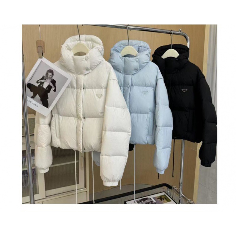 2025 Autumn and Winter New Style Detachable Reversible Hooded down Jacket Warm Zipper Cotton Outwear Loose Outwear for Women