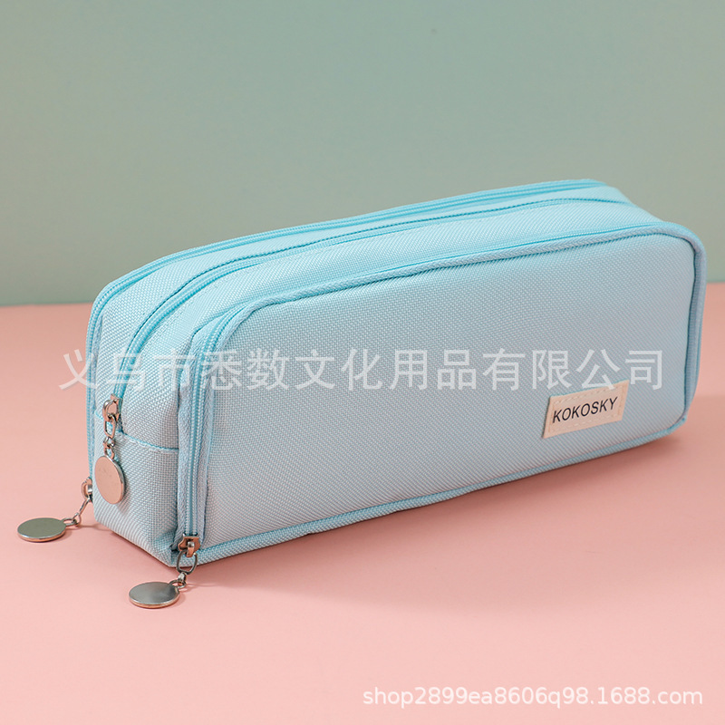 Picture of in stock Double Open Canvas Pencil Bag Wholesale Multi-layer Large Capacity Student Junior High School Student Pencil Case Multifunctional Simple Stationery Bag