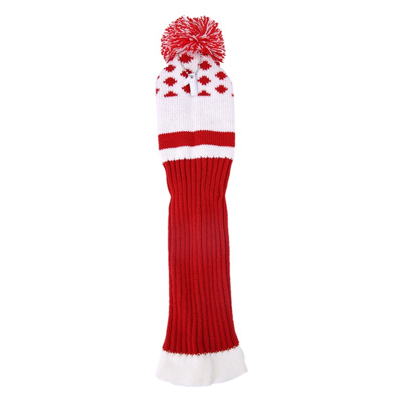Cross-border Golf Club protective cover red knitted club cover cute plush hat cover factory wholesale