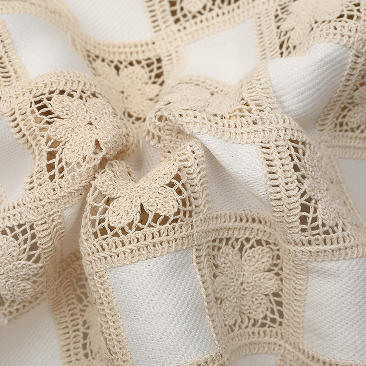 Picture of Factory supply strand hook flower three-dimensional cotton rope chessboard Grace embroidery cloth autumn and winter women's clothing dress fabric