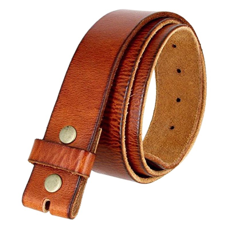 Lamb leather cowhide tanned belt pin buckle high-grade men's belt high toughness firm Headless custom belt