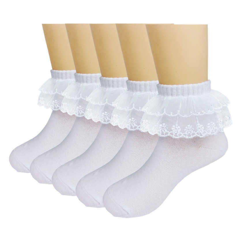 Latin Dance Socks Girls Dance Socks Competition White Grade Examination Special Kidsren's Lace Socks Pure Cotton Lace Princess Socks