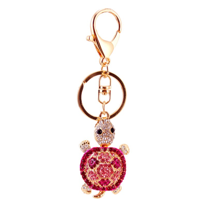 Creative cute diamond-embedded turtle turtle car keychain women's bag marine accessories key chain animal pendant 248