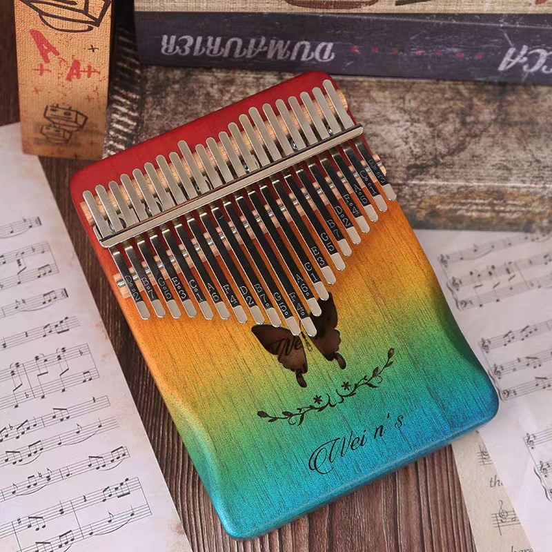 Picture of Thumb Piano 17-Tone Kalimba Kalimba 21-Tone Kalimba Finger Piano Instrument Solid Wood Rainbow Model