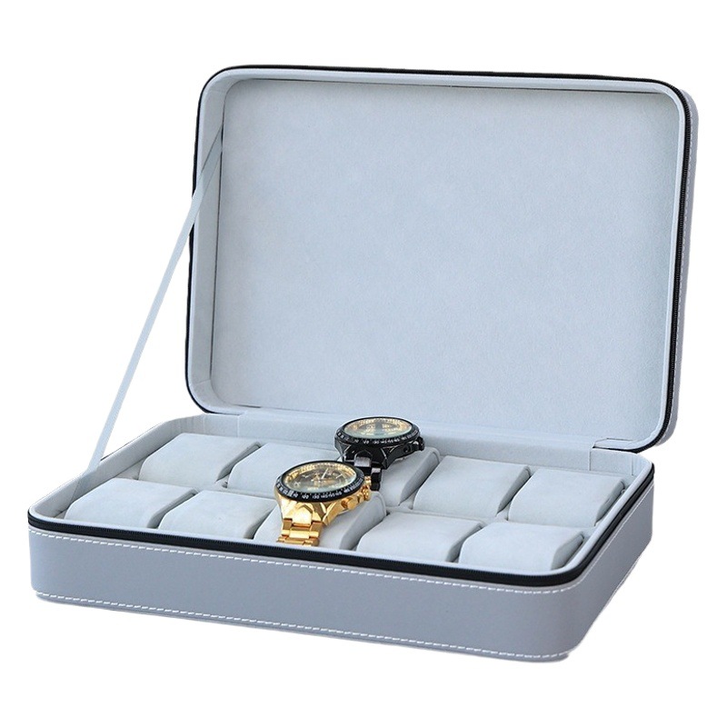 Qingyu packaging PU leather 6 10 12 zipper watch bag wholesale watch box jewelry storage box