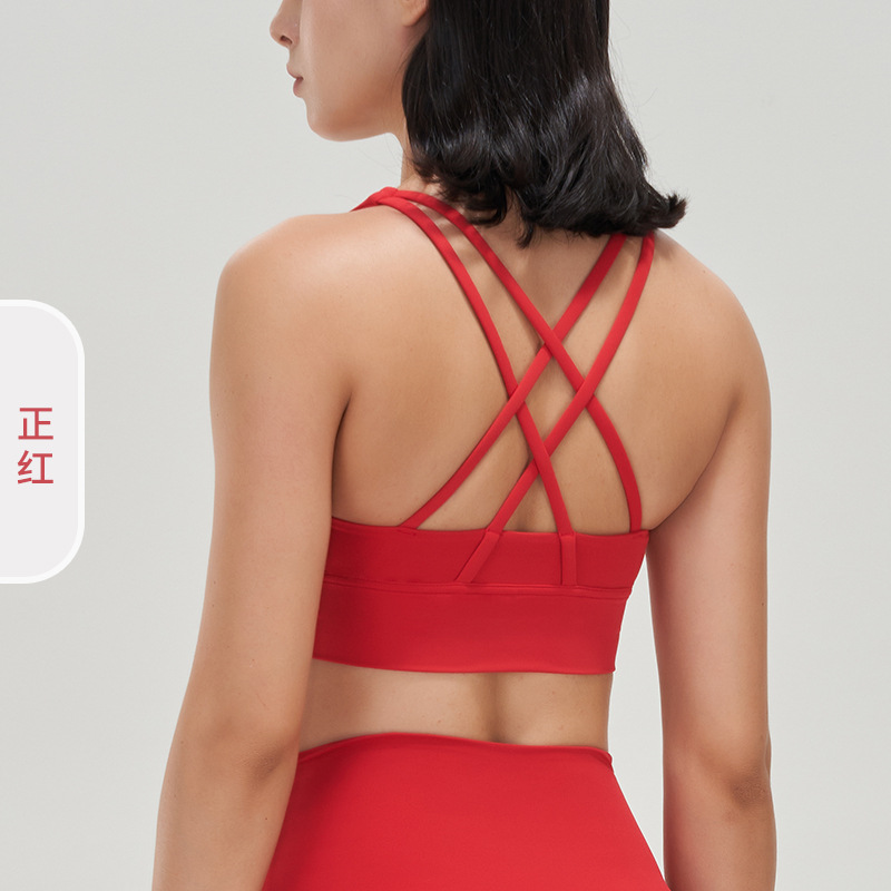 Picture of 2022 new double-sided brushed cross back sports underwear shockproof push up yoga sports bra fitness vest