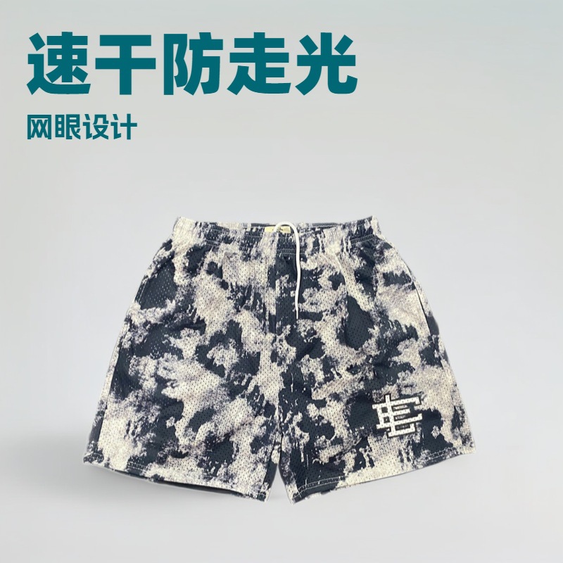 LE American shorts casual sports double-layer anti-exposure mesh breathable basketball sports pants quarter pants cross-border exclusive