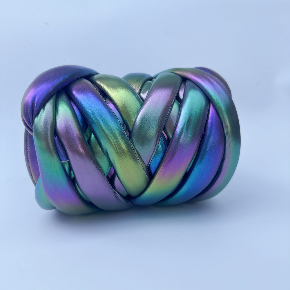 Picture of New Metal Thread Shiny Leather Material Iceland DIY Bag Handmade Woven Fabric Strips Pillow Cat Bed Filling Yarn
