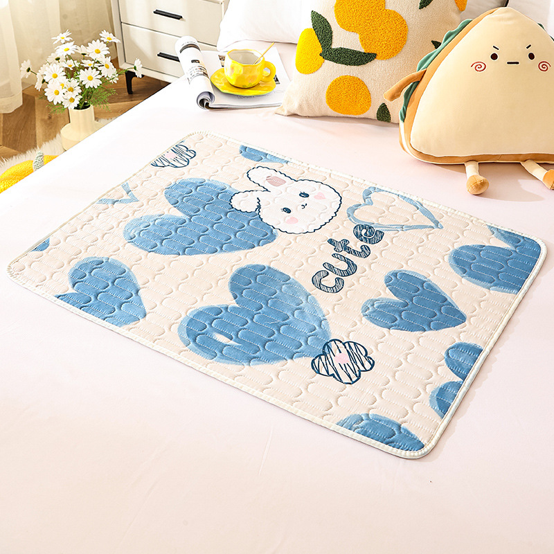 Picture of Comfortable Breathable Korean-style Cartoon Diaphragm Pad for Student Dormitory Anti-side Leakage Auntie Mat for Bedridden Elderly Non-slip Bed Mat