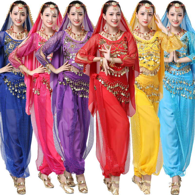 New national stage performance clothes long sleeve highlight pants suit Indian dance clothes adult female belly dance performance clothes