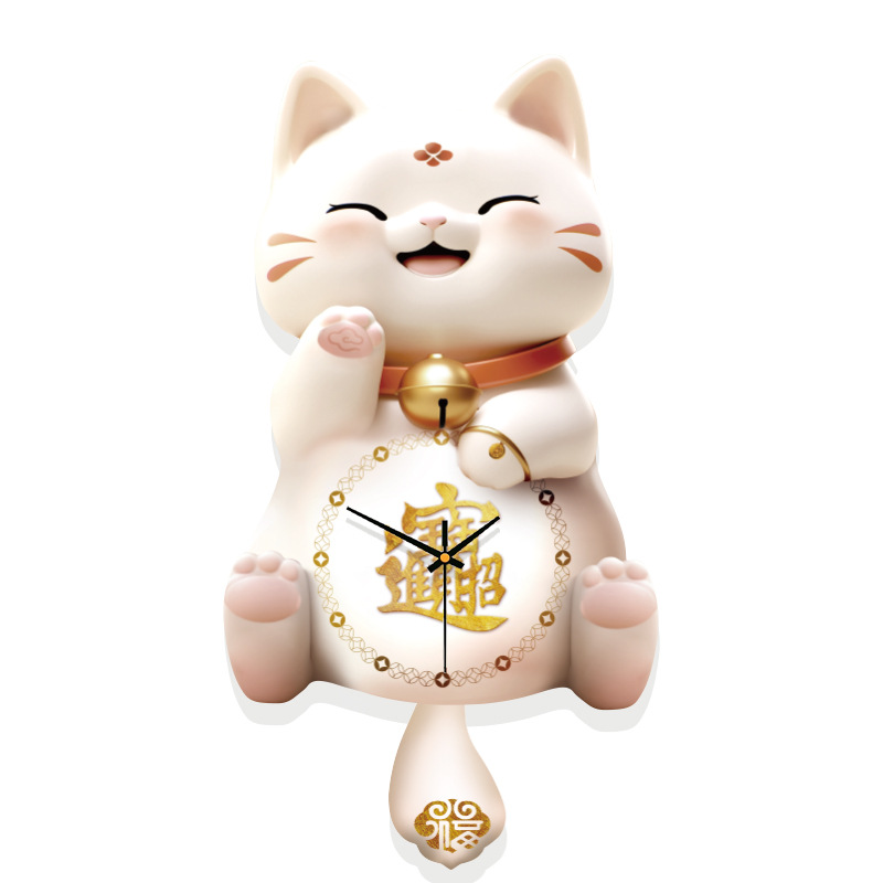 Picture of Lucky Cat Wall Clock Living Room Advanced Sense Modern Home Decoration Clock Wall Restaurant Fashion Creative Mute Clock