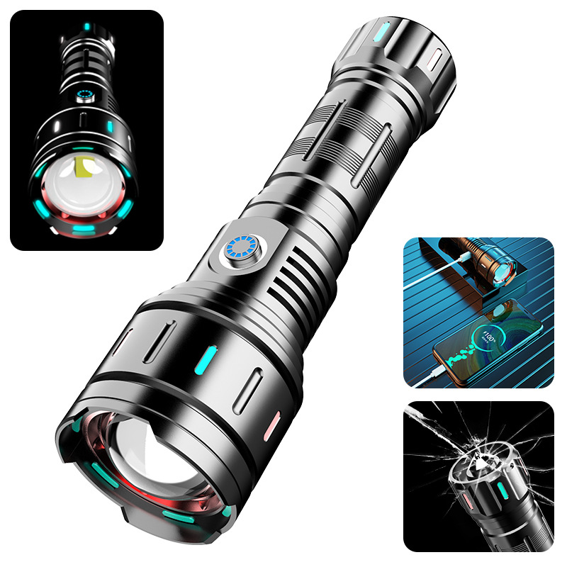 Flashlight Strong Light Charging Long-Range Ultra-Bright Home Self-Defense Outdoor Portable Small Searchlight Led Zoom White Laser