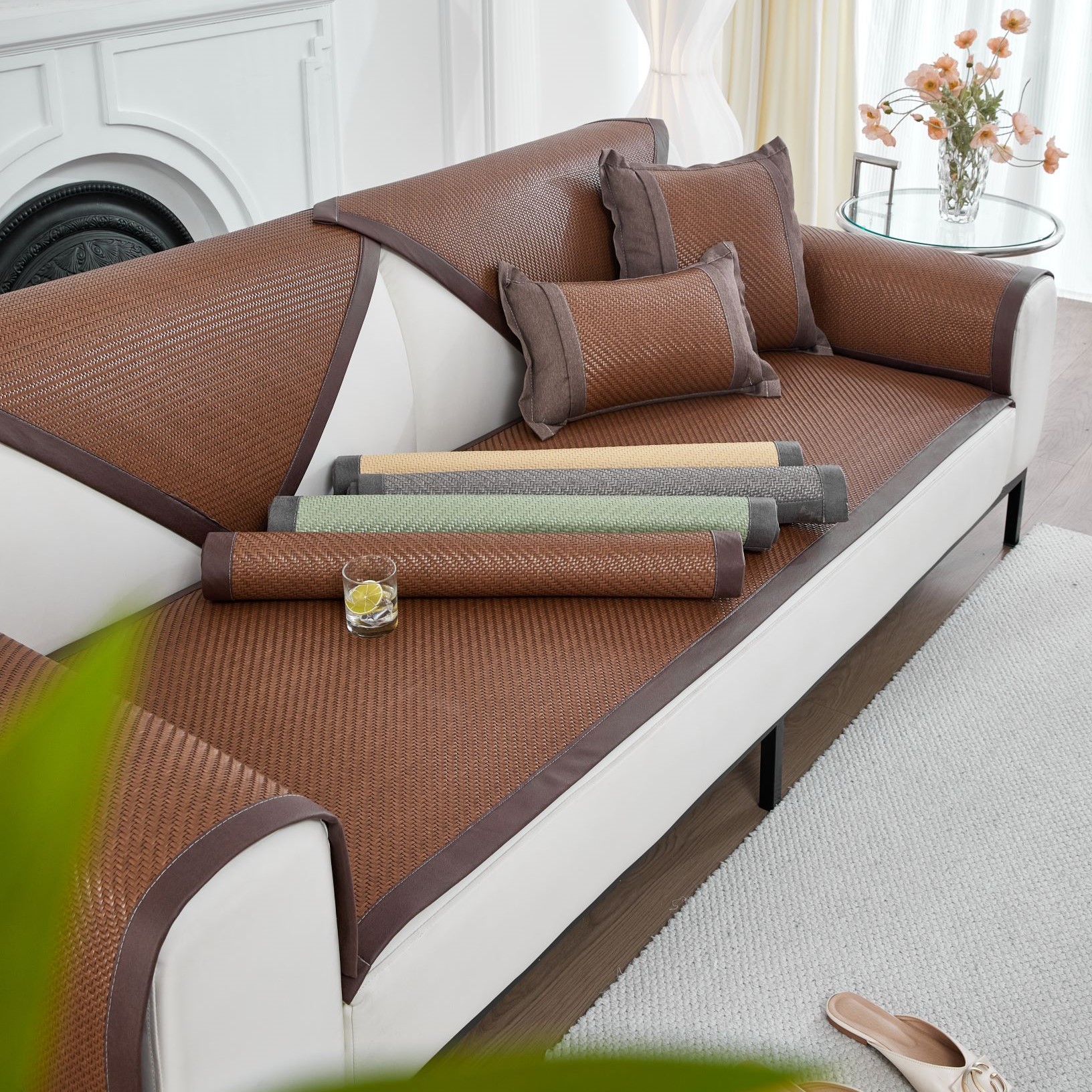Summer Sofa Mat Rattan Mat Bamboo Mat Sofa Cushion Summer Ice Rattan Mat Non-slip Sofa Cover Soft Mat Cushion