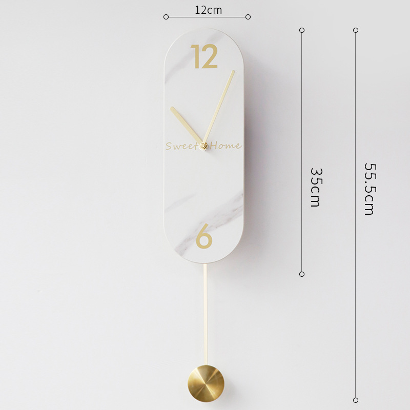 Picture of Modern Light Luxury Swing Wall Clock: Cocoa Sea Marble Rock Plate Spanish Minute Style Decorative Clock
