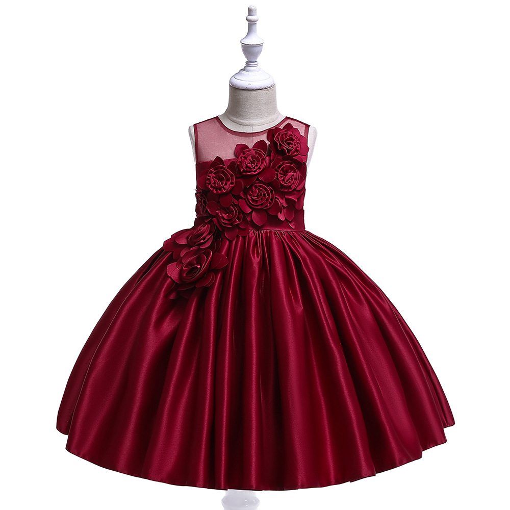 Amazon Princess Dress Kids Dress Host dress Girl Flower Princess Show Dress Stage Children's Dress
