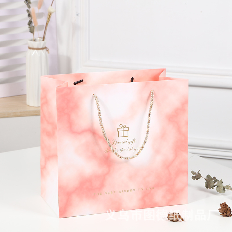 Exquisite marbling gift bag birthday gift bag clothing store hand carrying paper bag gift bag for girlfriend fresh flower bag
