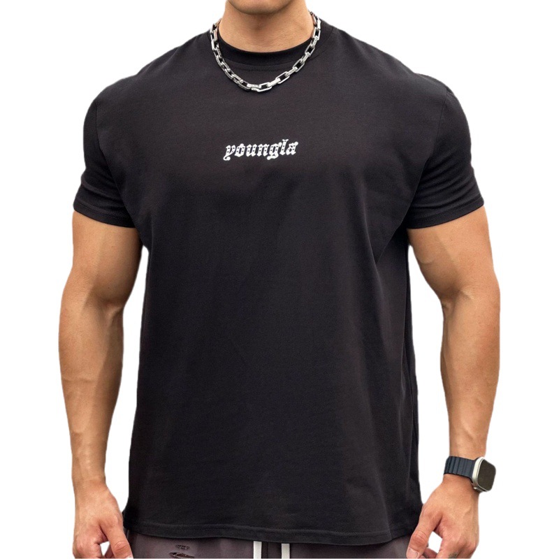 New Muscle Sports Loose Cotton Fitness Short-sleeved T-shirt Men's Basketball Running Training Sports Round Neck T-shirt Summer