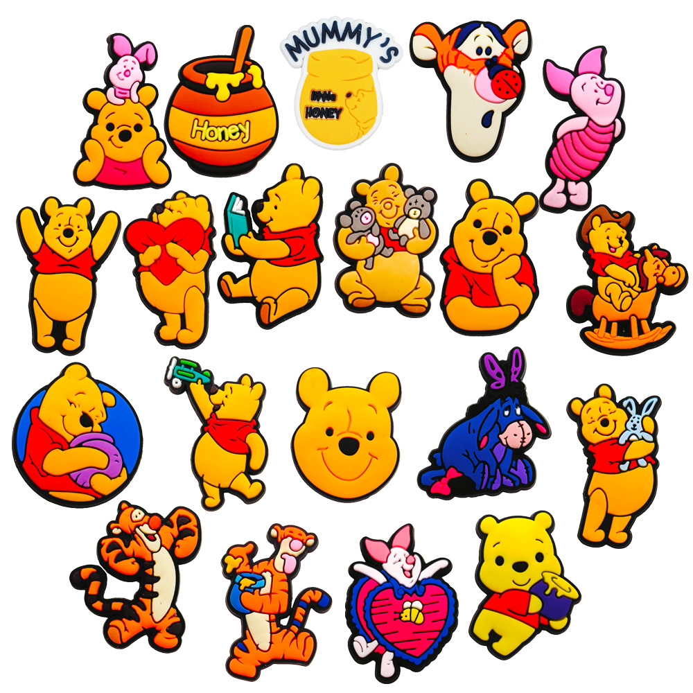 20 suit Winnie the Pooh Cartoon Hole Shoes Flower Shoe Buckle DIY Shoe Accessories Accessories Shrimp Pi Yama